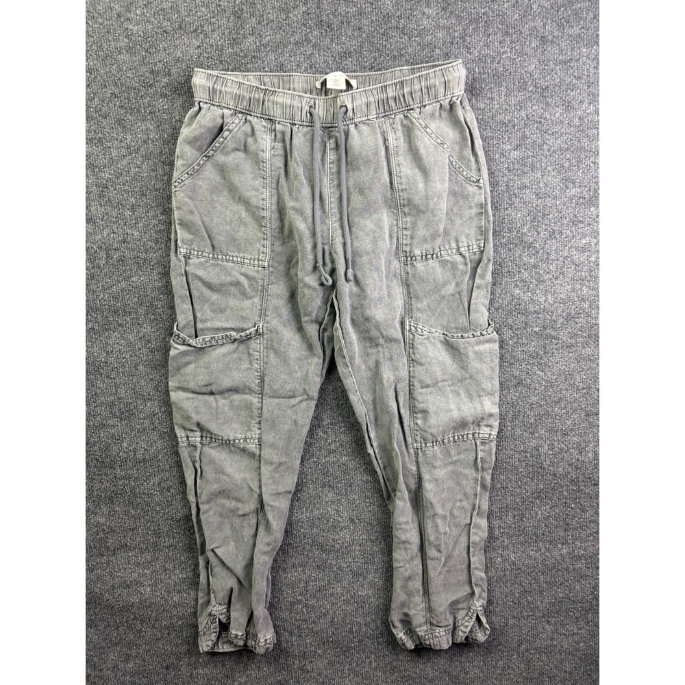 C & California Cargo Jogger Pants Women S Gray Linen Blend Utility Drawstring